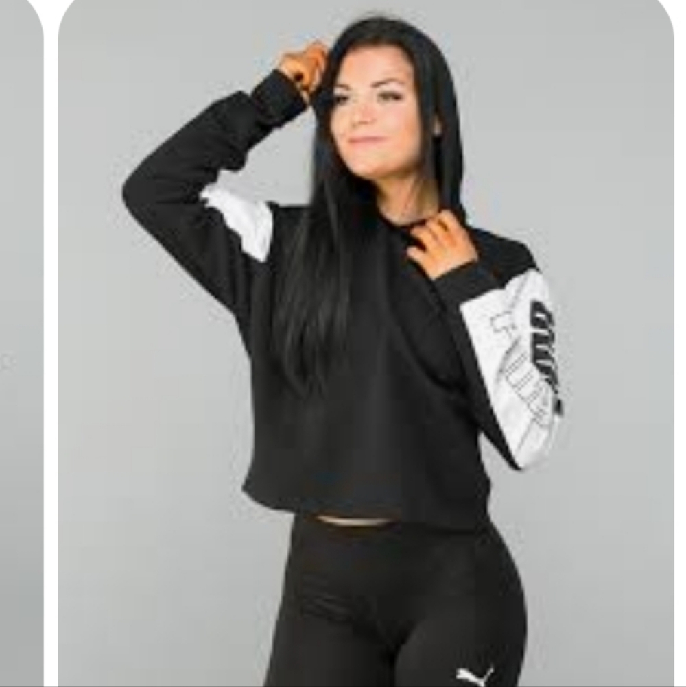 PUMA Women's Black and White Hoodie